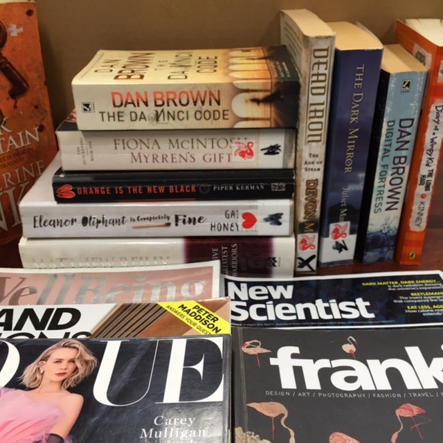 Piles of books to recycle at the Margaret River Library