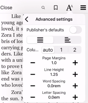 Picture of advanced settings
