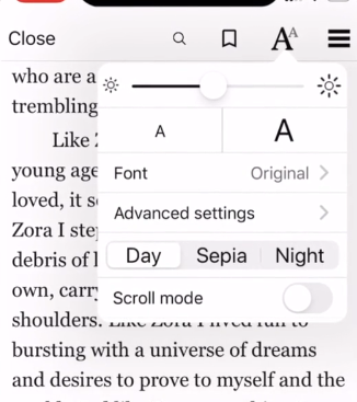 Picture of font settings
