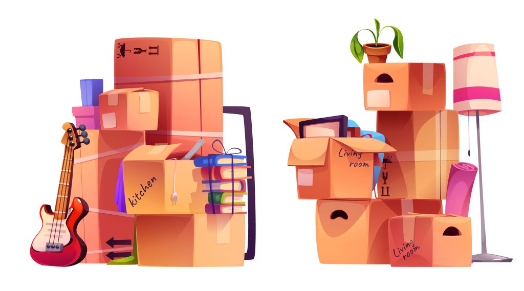 Stack of cardboard moving boxes