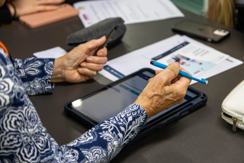 Person holding tablet