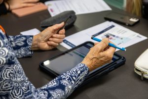 Person holding tablet